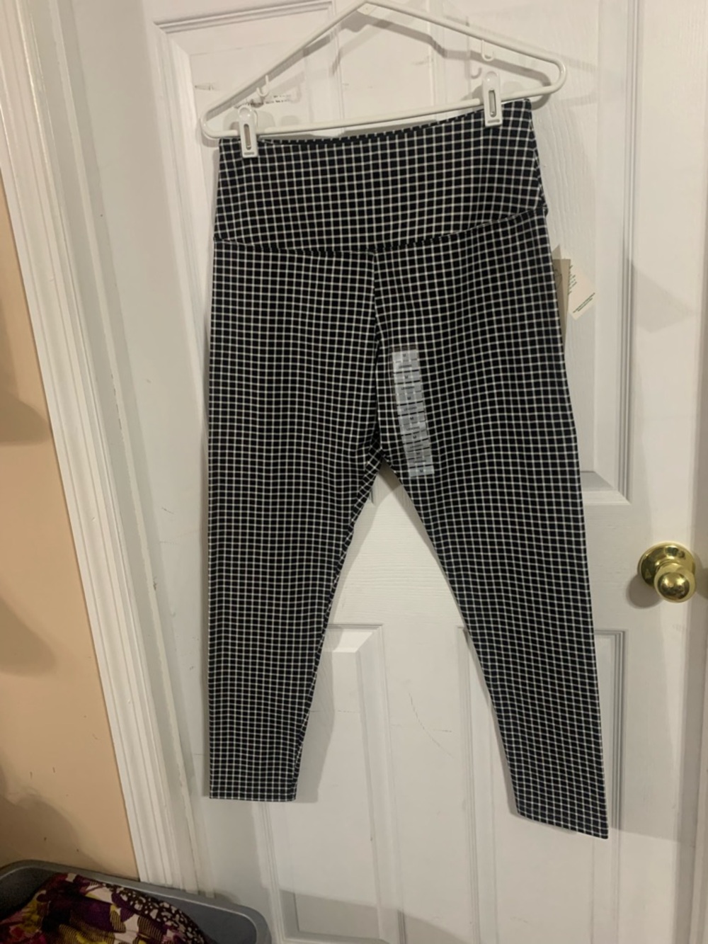 Black Grid Print Leggings
